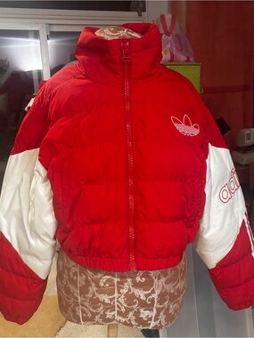 Adidas Red & White Puffer Jacket
